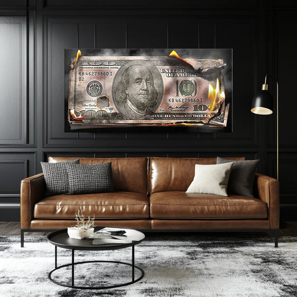 BURNING 100 DOLLAR BILL 